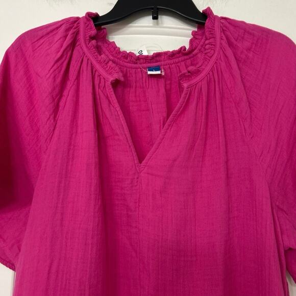 Old Navy Bright Pink Cotton Gauze Midi Swing Dress L Summer Boho Beachy NWT - Picture 4 of 13